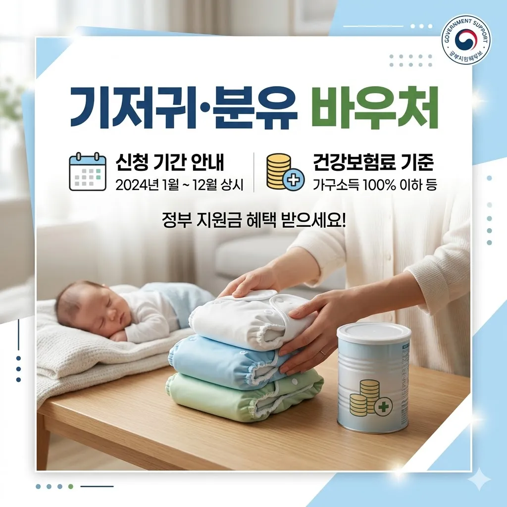 기저귀 분유 바우처 신청 기간 및 건강보험료 기준 안내