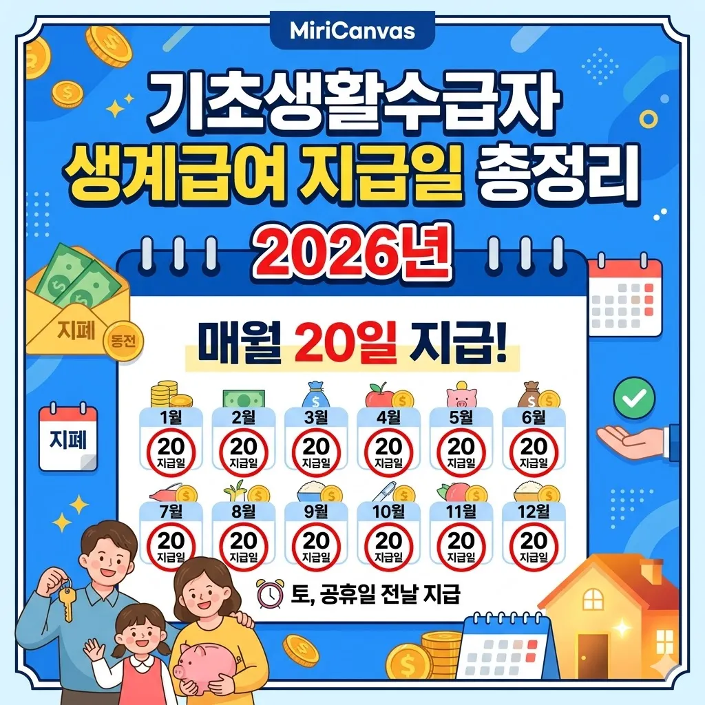 기초생활수급자 생계급여 지급일 총정리(2026년)
