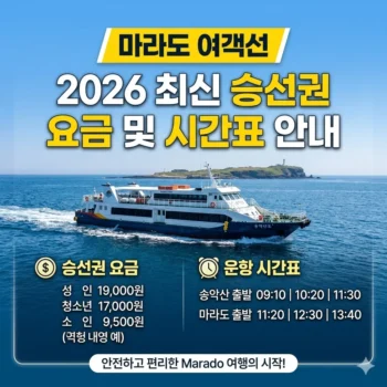 마라도 여객선 요금 2026년 최신 승선권 가격 및 시간표 안내