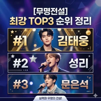 무명전설 참가자 TOP3 김태웅 성리 문은석 순위 정리