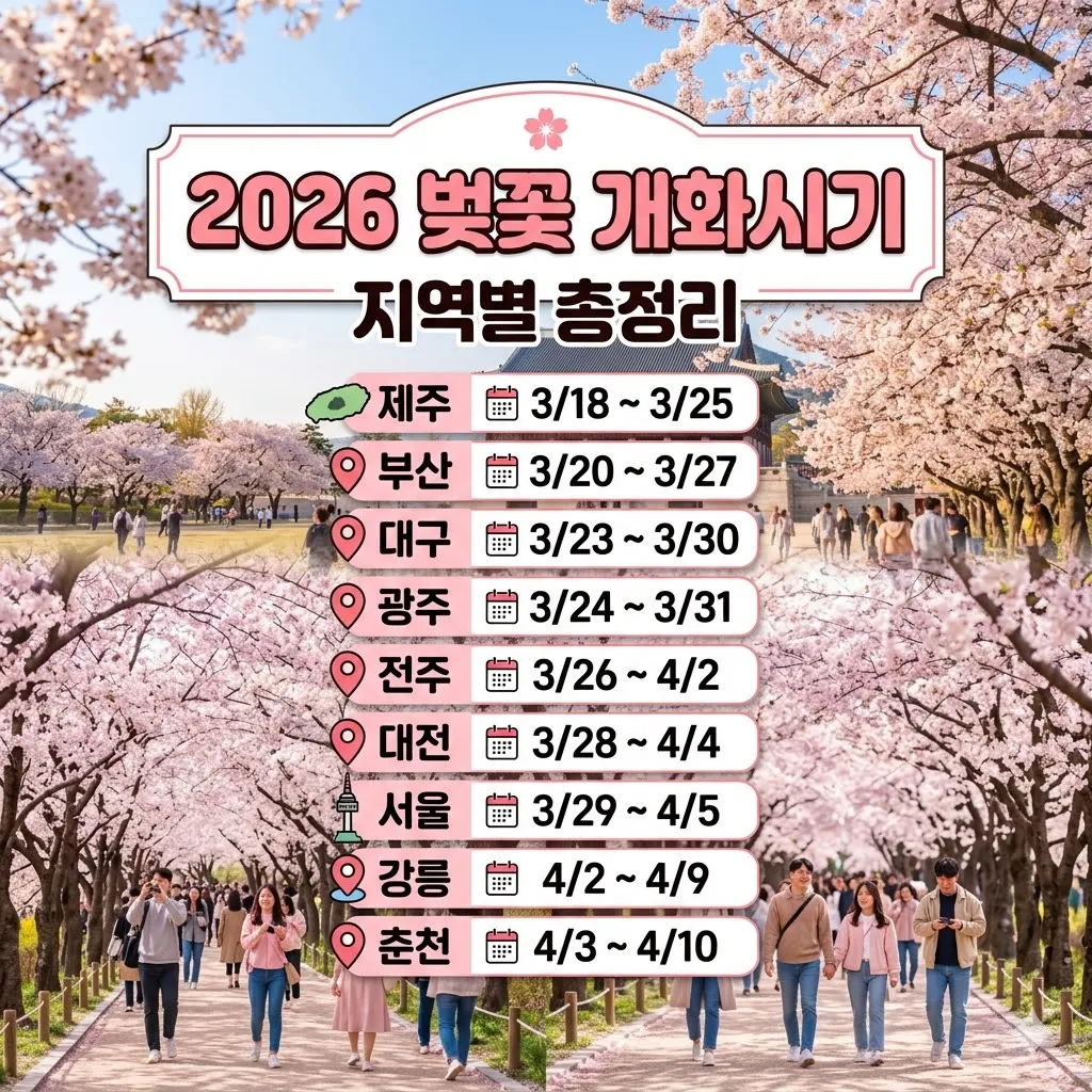 벚꽃 개화시기 2026년 지역별 개화시기 총정리