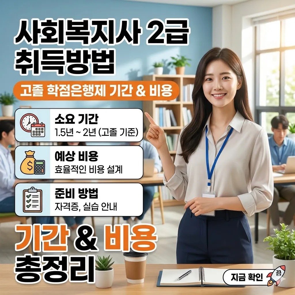 사회복지사 2급 취득방법 고졸 학점은행제 기간 및 비용