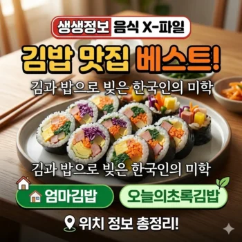 생생정보 음식 X-파일 김과 밥으로 빚은 한국인의 미학, 김밥 맛집 엄마김밥, 오늘의초록김밥 식당 위치 정보