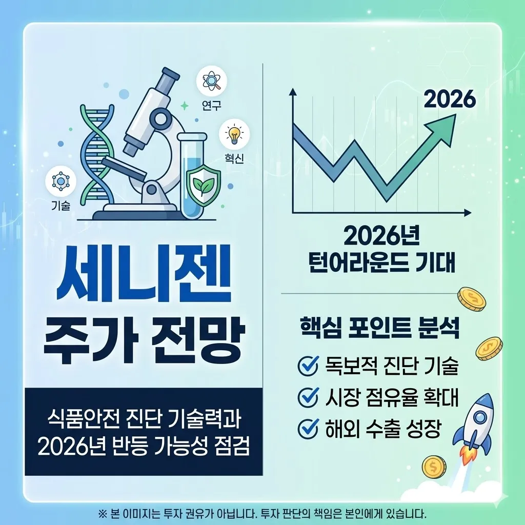 세니젠 주가 전망 식품안전 진단 기술력과 2026년 반등 가능성 점검