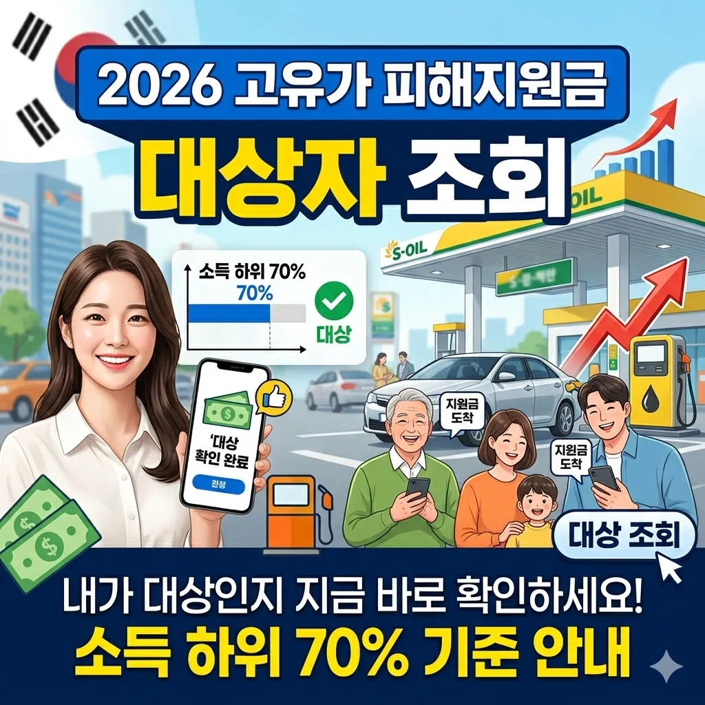 소득 하위 70%란 기준 및 2026 고유가 피해지원금 대상 조회