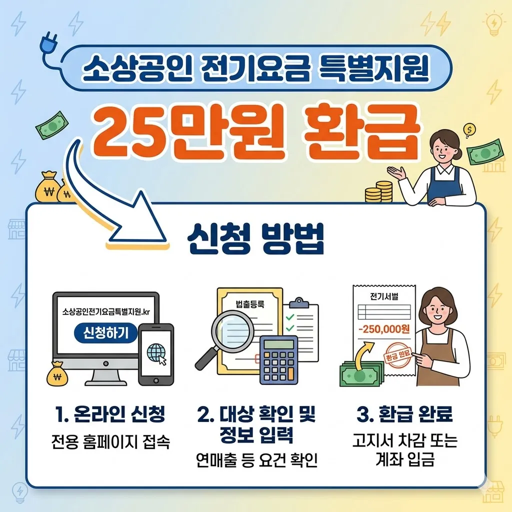 소상공인 전기요금 특별지원 25만원 환급 신청 방법