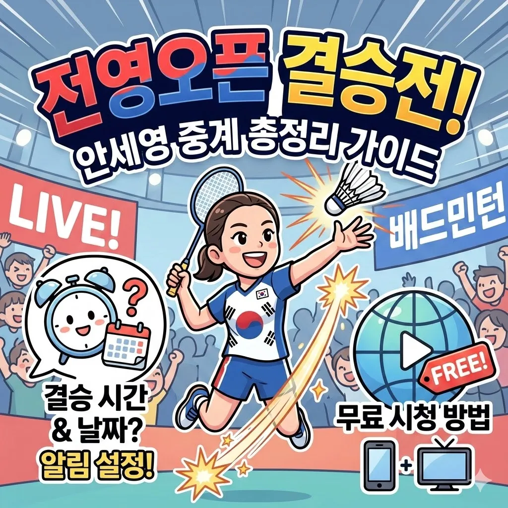안세영 배드민턴 중계 전영오픈 결승전 시간 및 무료 시청 방법 총정리