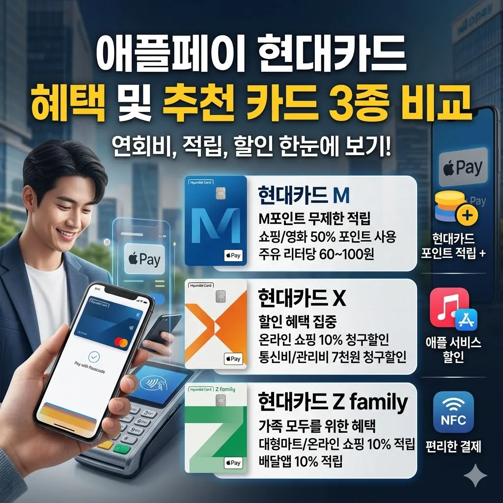 애플페이 현대카드 혜택 및 추천 카드 3종 비교