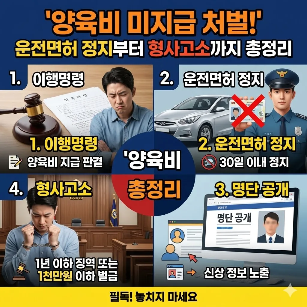 양육비 미지급 처벌방법: 운전면허 정지부터 형사고소까지 정리