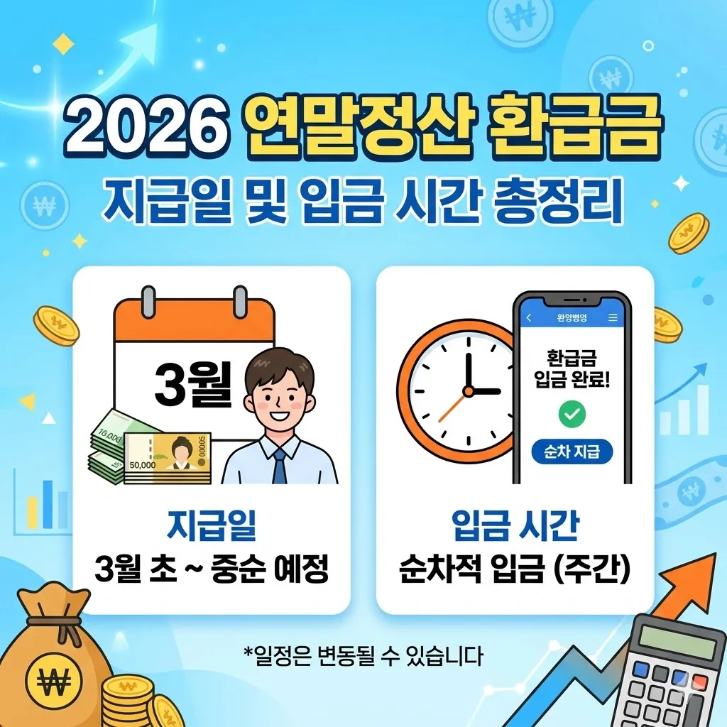 연말정산 환급금 지급일 및 입금 시간 총정리(2026년)