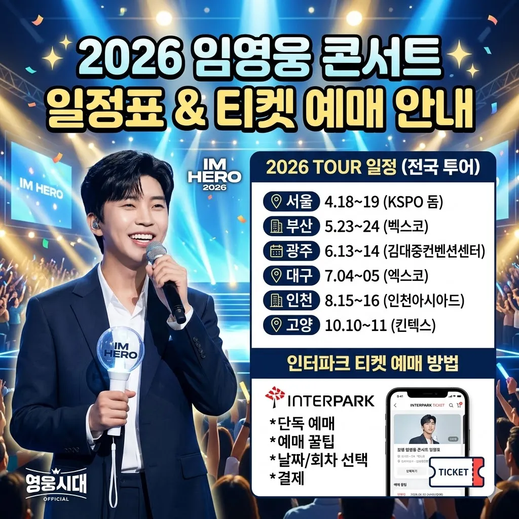 임영웅 콘서트 일정표 및 인터파크 티켓 예매 방법 안내(2026년)