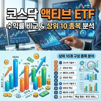 코스닥 액티브 ETF 수익률 비교와 상위 10개 구성종목 분석