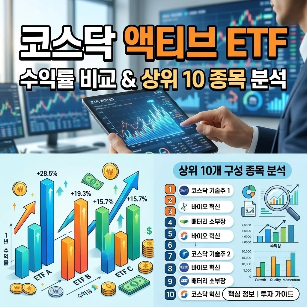 코스닥 액티브 ETF 수익률 비교와 상위 10개 구성종목 분석