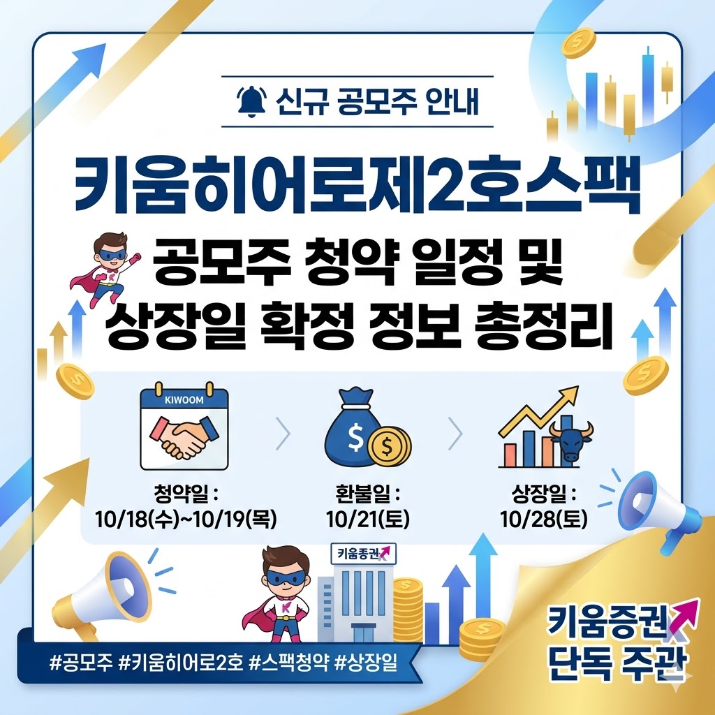 키움히어로제2호스팩 공모주 청약 일정 및 상장일 확정 정보 총정리