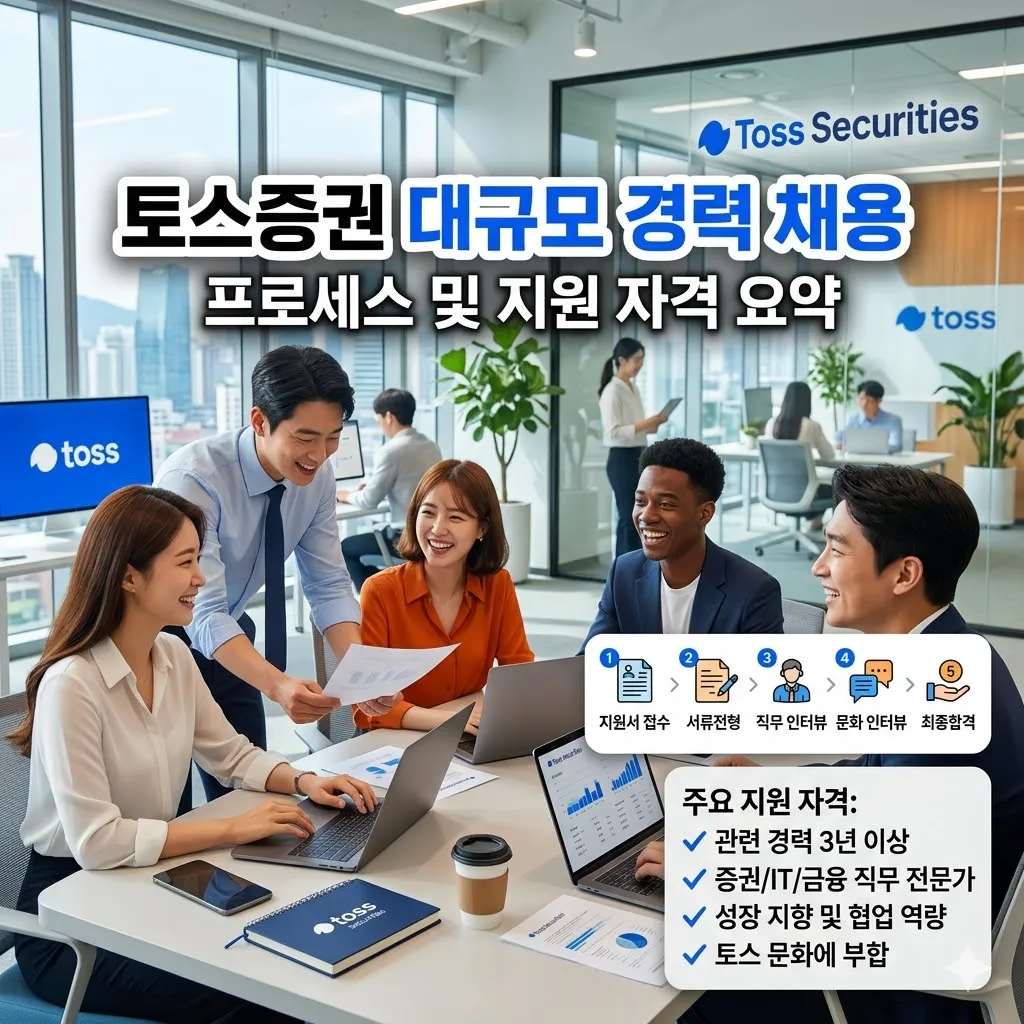 토스증권 대규모 경력 채용 프로세스 및 지원 자격 요약