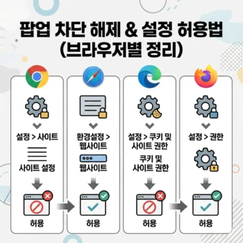 팝업 차단 해제 방법 및 설정 허용법, 브라우저별 정리