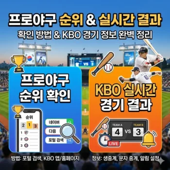 프로야구 순위 확인 방법 및 KBO 실시간 경기 결과
