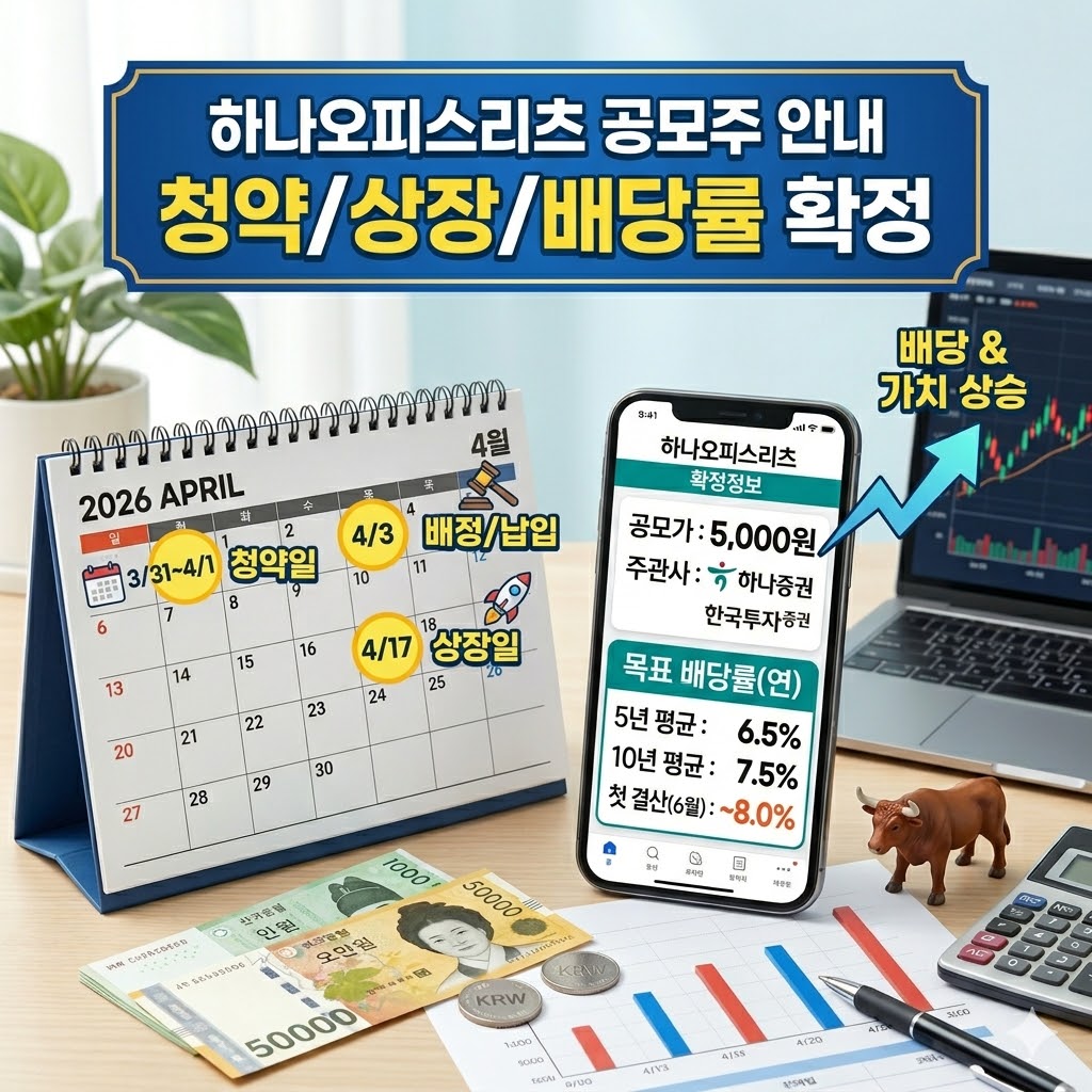 하나오피스리츠 공모주 주관사별 배당금 및 상장일 확정 정보 안내