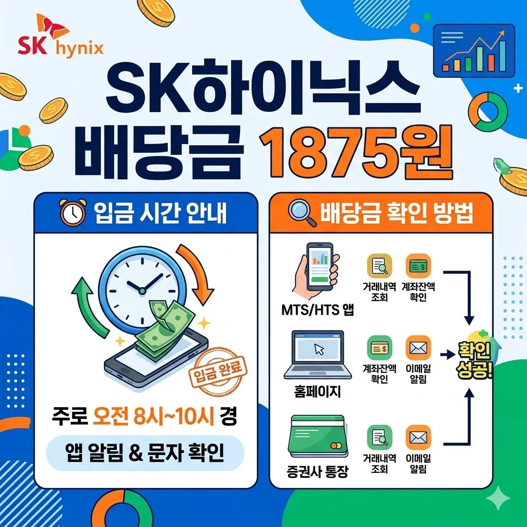 SK하이닉스 배당금 1875원 입금 시간 및 배당금 확인 방법 안내