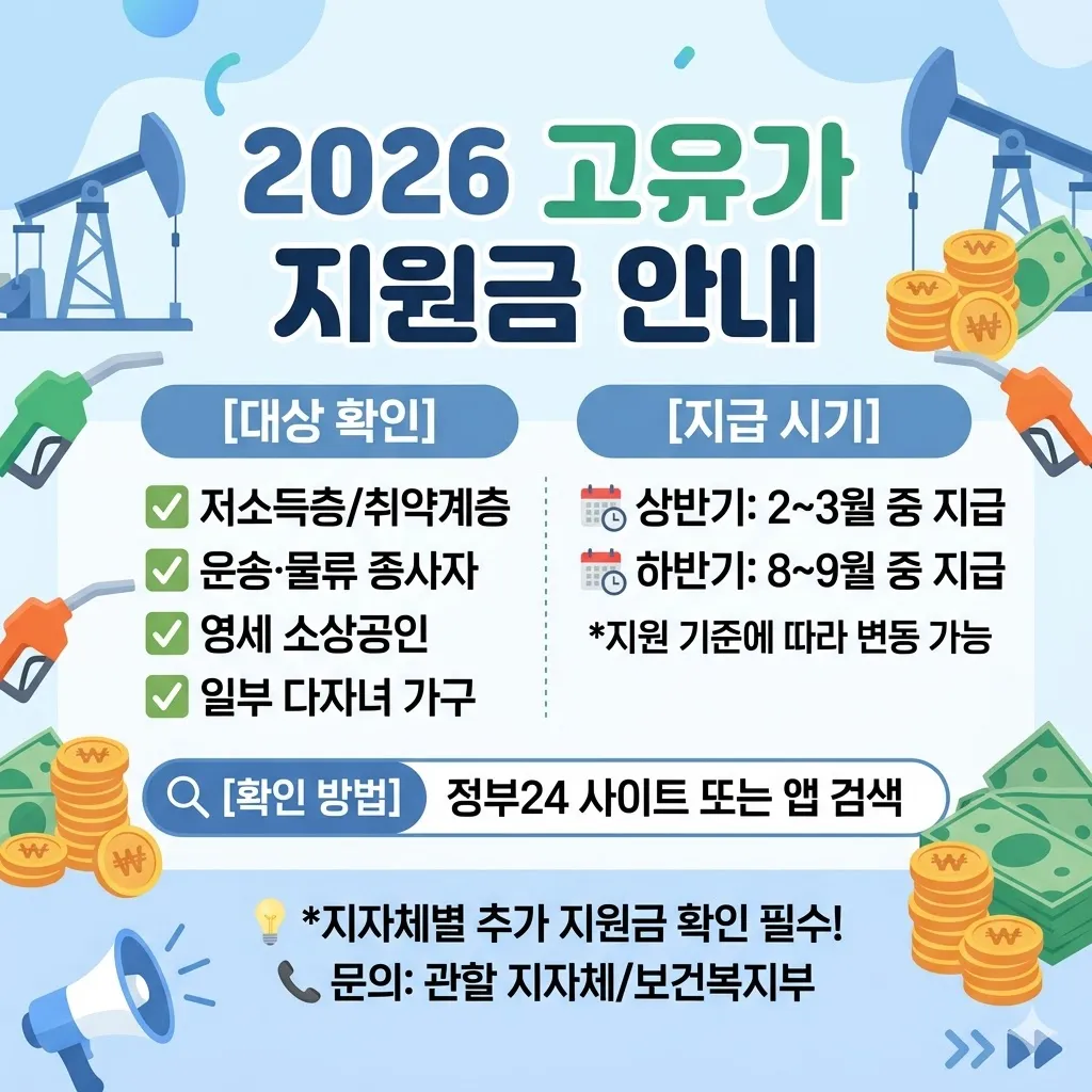 고유가 지원금 대상 확인 및 고유가 지원금 지급 시기 정리(2026년)