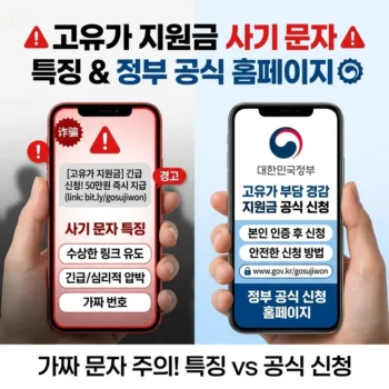 고유가 지원금 사기 문자 특징과 정부 공식 신청 홈페이지