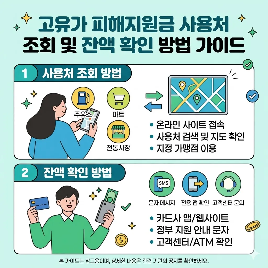 고유가 피해지원금 사용처 조회 및 잔액 확인 방법 가이드