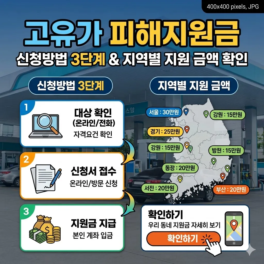 고유가 피해지원금 신청방법 3단계와 지역별 지원 금액 확인하기