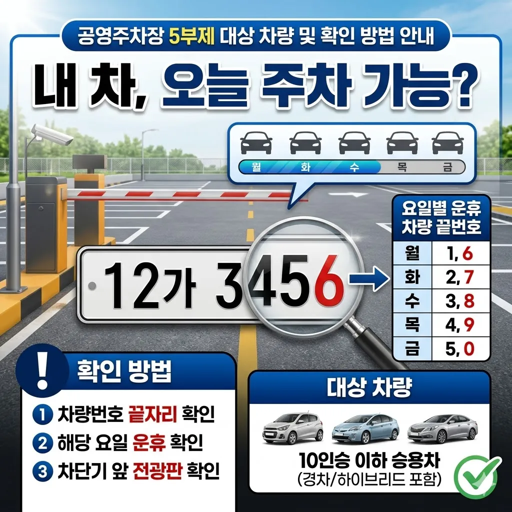 공영주차장 5부제 대상 차량 및 확인 방법 안내