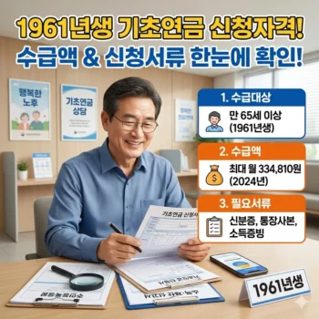기초연금 수급자격 1961년생 수급액과 신청서류 안내