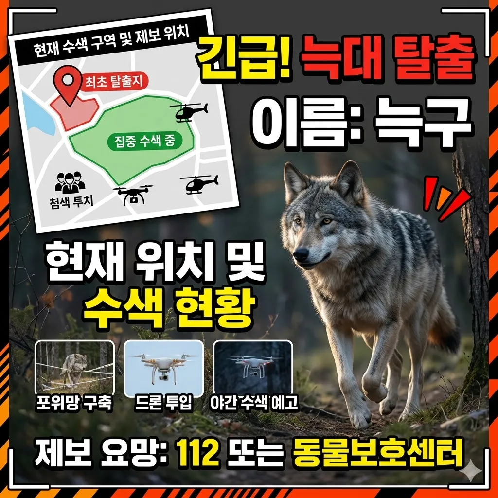 늑구 늑대 탈출 현재 위치 및 늑구 수색 현황