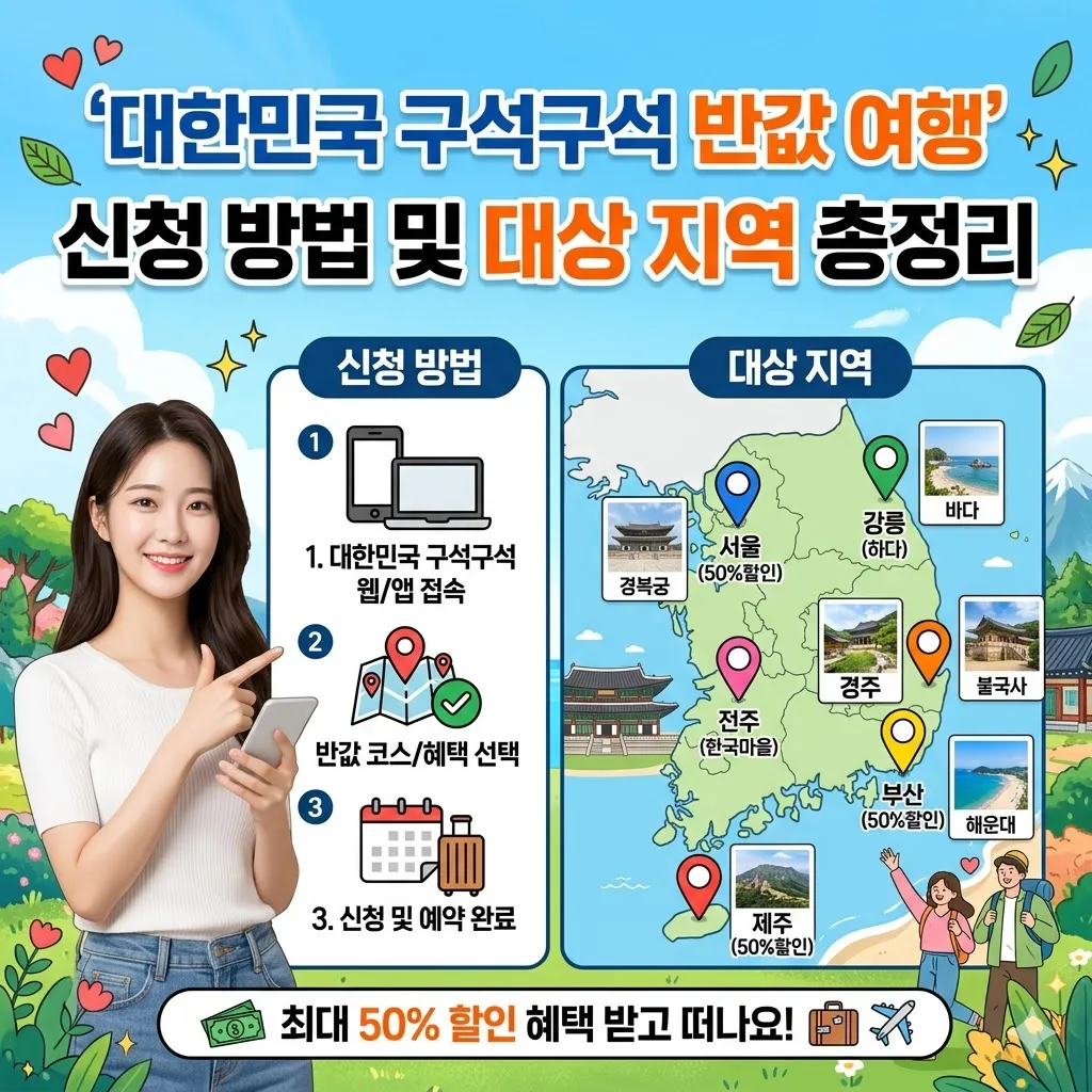 대한민국 구석구석 반값 여행 신청 방법 및 대상 지역 총정리