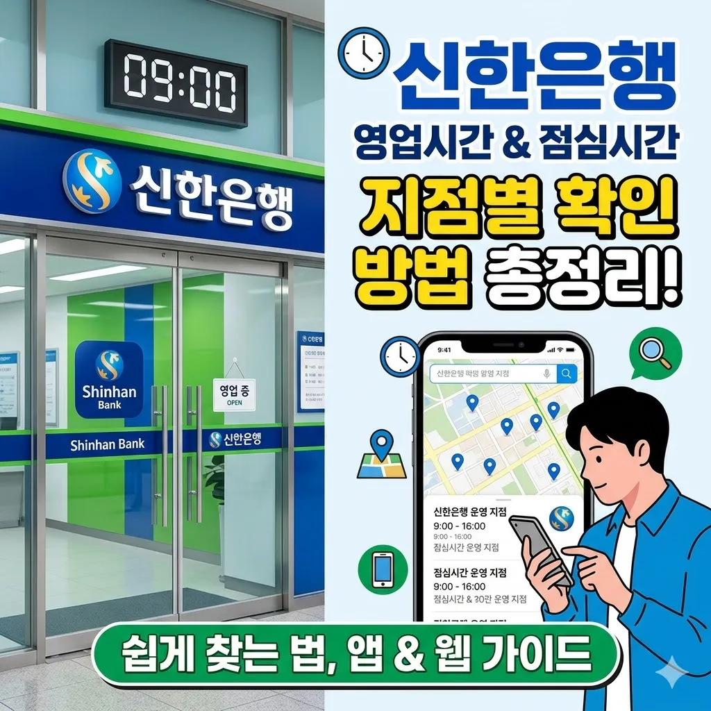 신한은행 영업시간 및 점심시간 지점별 확인 방법