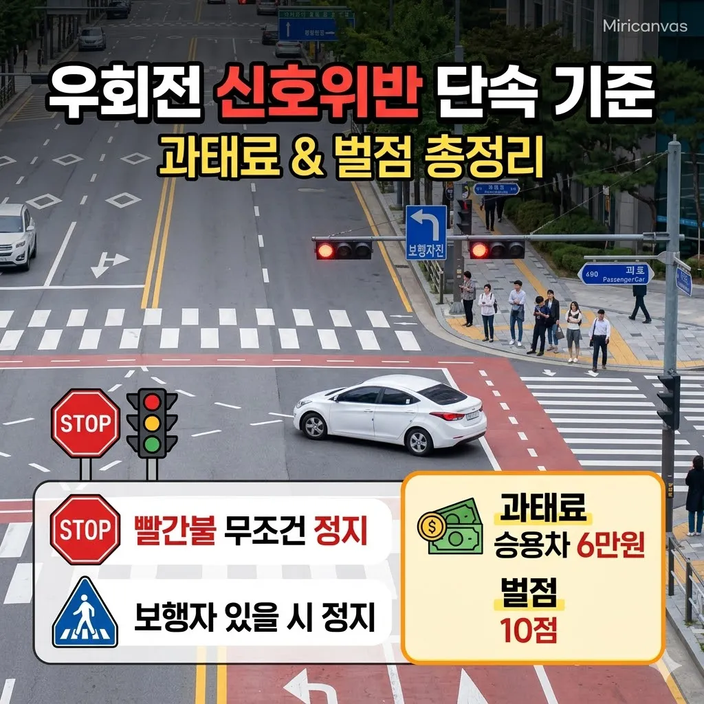 우회전 신호위반 단속 기준 및 과태료 정리