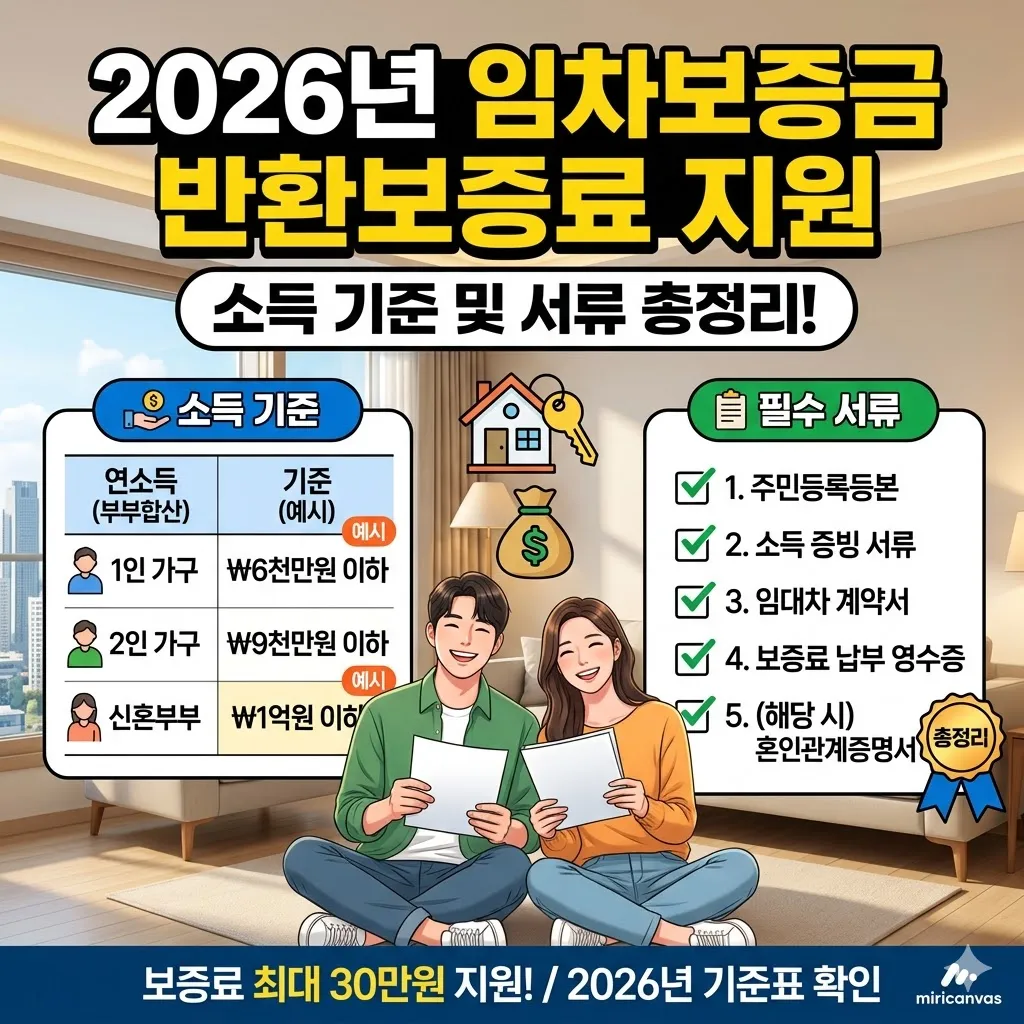 임차보증금 반환보증료 지원 소득 기준 및 서류 총정리(2026년)