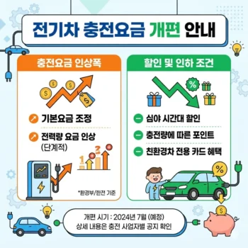 전기차 충전요금 개편 인상폭 및 인하 조건