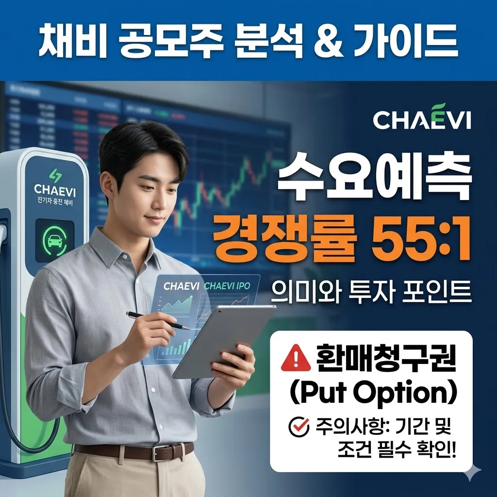 채비 공모주 수요예측 경쟁률 55대 1 의미와 환매청구권 주의사항