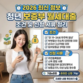 청년 보증부 월세대출 조건 및 신청 서류 (2026 최신 정보)