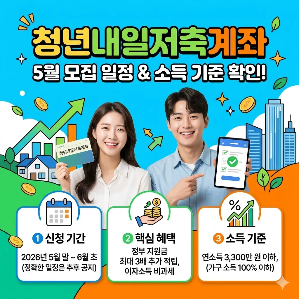 청년내일저축계좌 신청기간, 5월 모집 일정과 소득 기준 확인하기