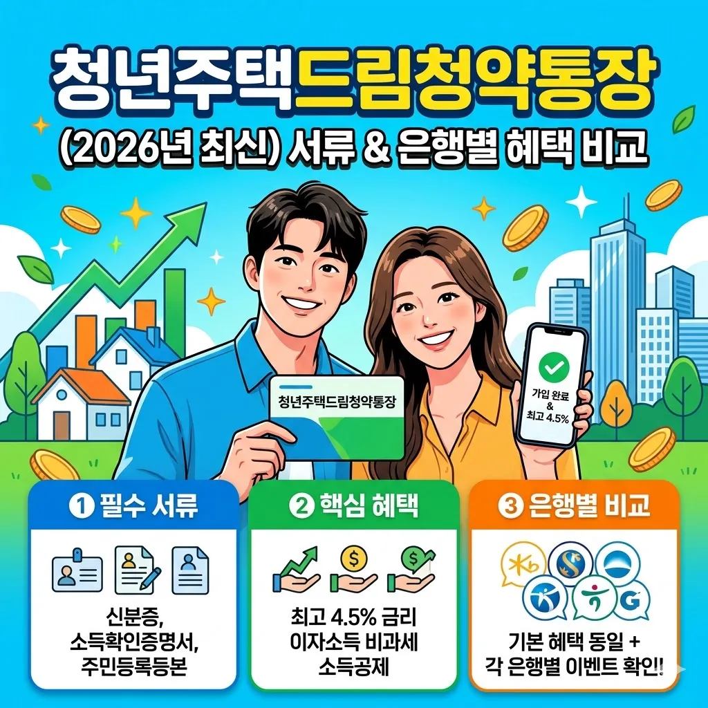 청년주택드림청약통장 서류 및 은행별 혜택 비교 (2026년 최신)