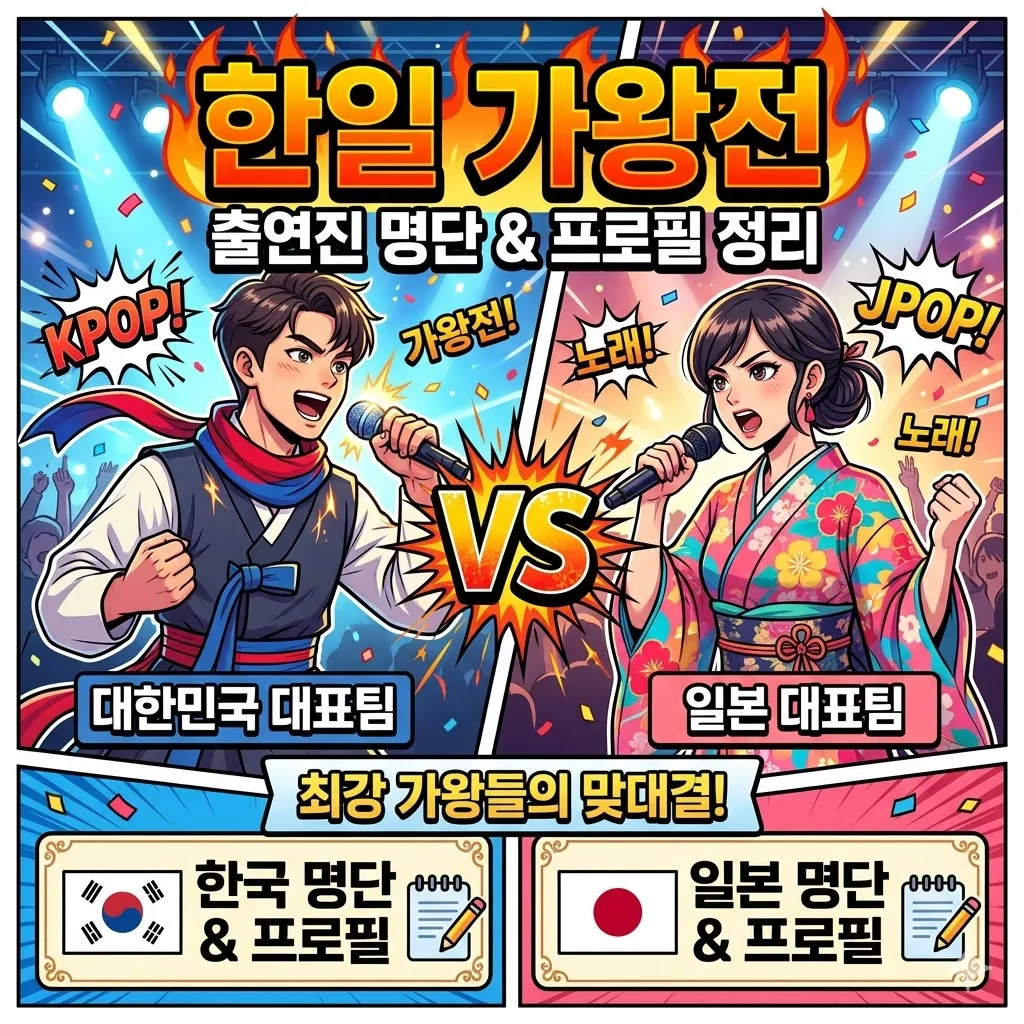 한일 가왕전 출연진 명단 및 한국 일본 대표팀 프로필 정리