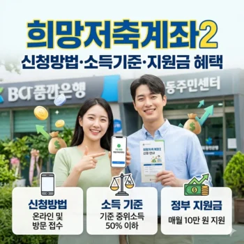 희망저축계좌2 신청방법, 중위소득 50% 기준과 정부 지원금 혜택 안내
