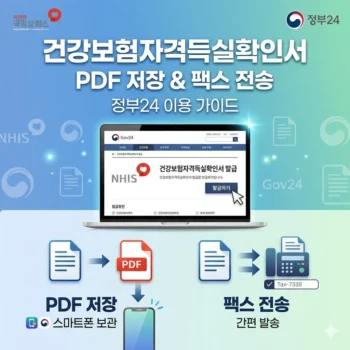 건강보험자격득실확인서 PDF 저장 및 팩스 전송 정부24 이용 가이드