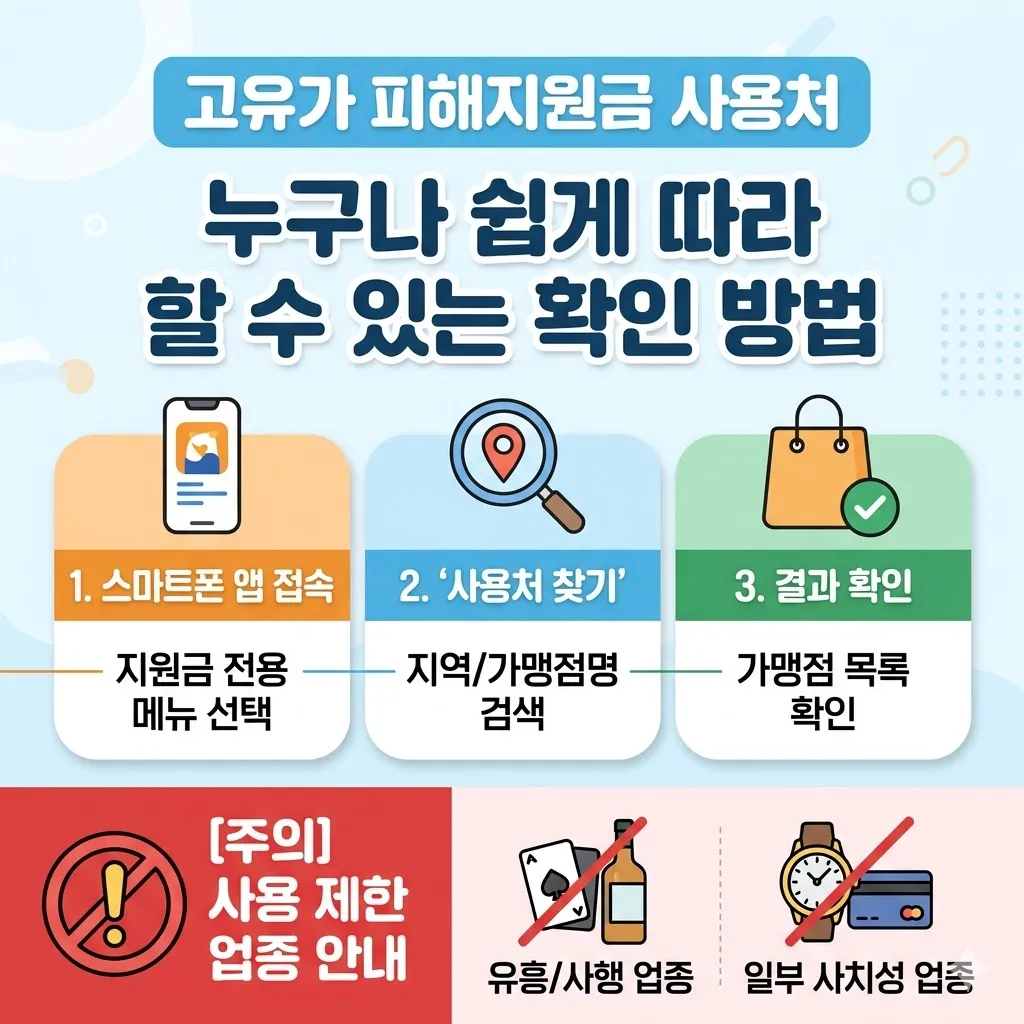 고유가 피해지원금 사용처 누구나 쉽게 따라 할수 있는 확인 방법 및 제한 업종 안내