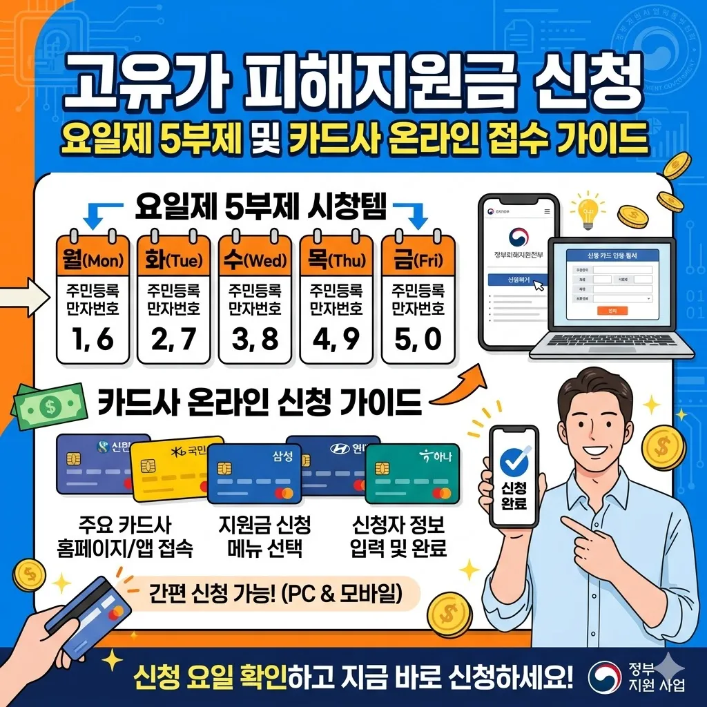고유가 피해지원금신청 요일제 5부제 및 카드사 온라인 접수 가이드