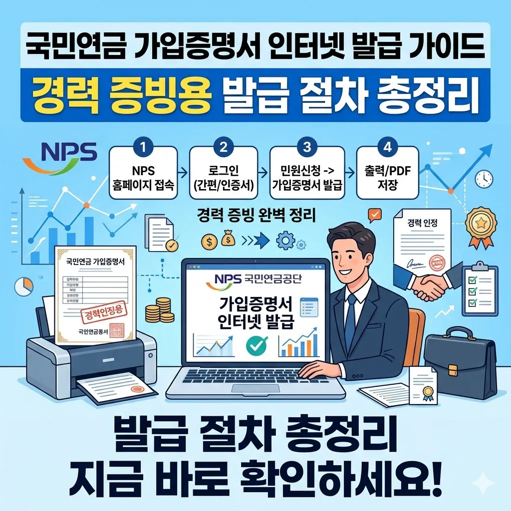 국민연금 가입증명서 인터넷 발급 경력 증빙용 발급 절차 총정리