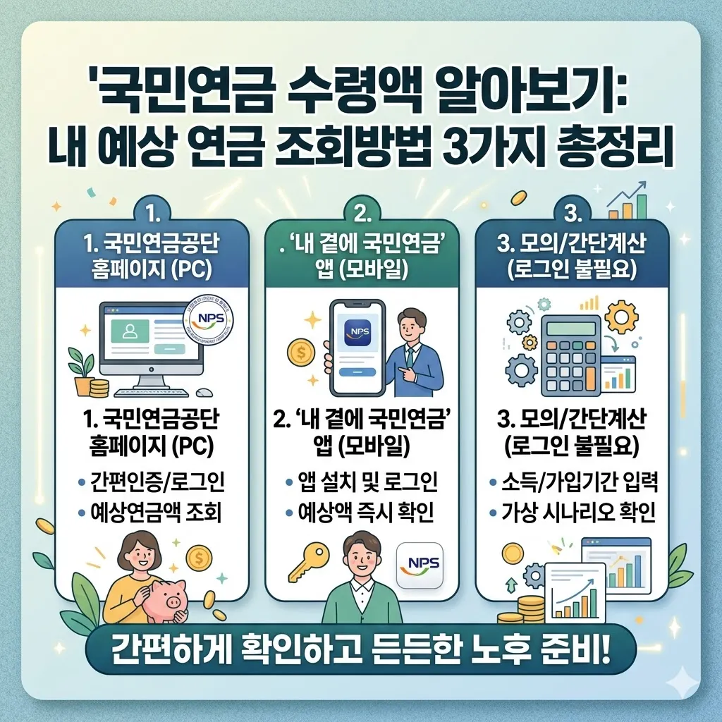 국민연금 수령액 알아보기｜내 예상 연금 조회방법 3가지 총정리