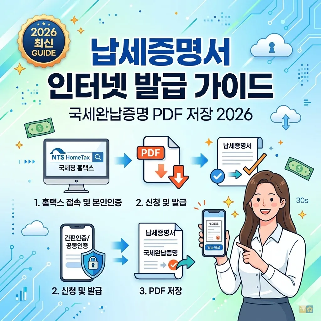 납세증명서 인터넷 발급 방법 및 국세완납증명 PDF 저장 2026 가이드