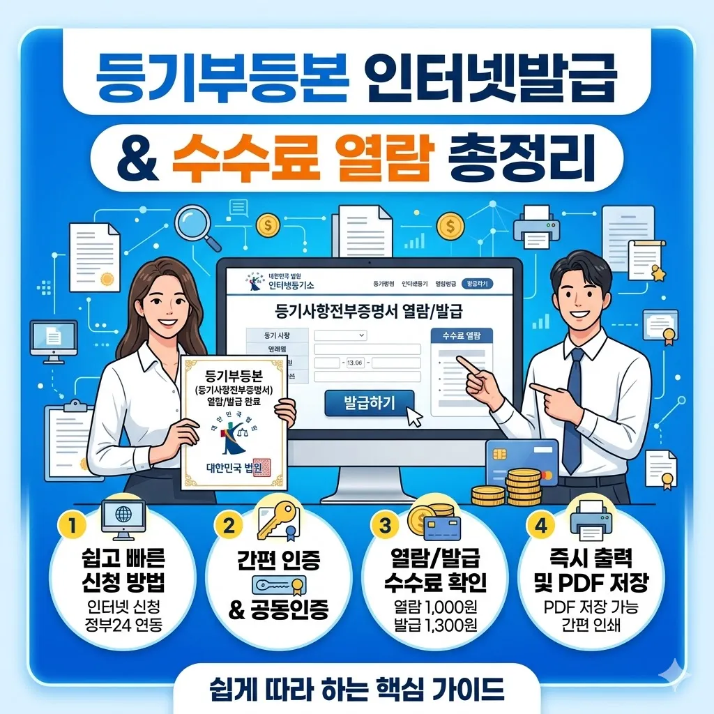 등기부등본 인터넷발급 방법 및 인터넷등기소 수수료 열람 총정리