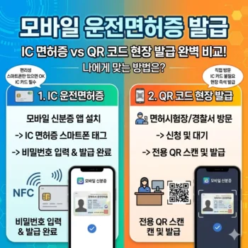 모바일 운전면허증 발급방법 IC 면허증 및 QR 코드 현장 발급 완벽 비교