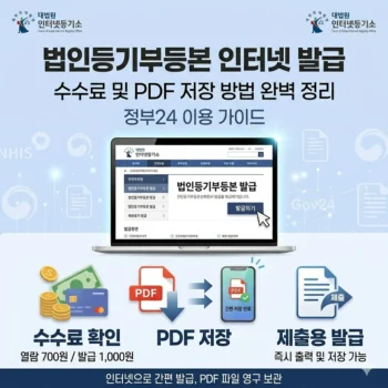 법인등기부등본 인터넷발급 방법 수수료 및 PDF 저장 방법